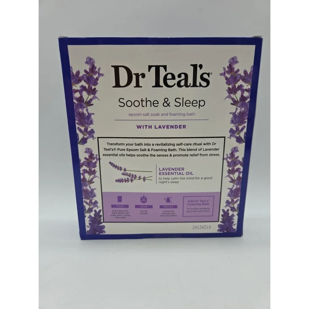 3x Dr Teal's Pure Epsom Salt Soak & Foaming Bath Lavender Essential Oil Gift Set